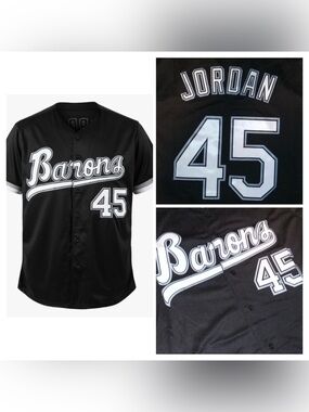 Michael Jordan Birmingham Barons Black Baseball Jersey #45 / White Sox / NEW